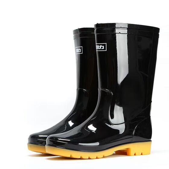 Pull-Back Rain Boots for Men and Women 807 High-Top Fishing Water Shoes Wear-Resistant Industrial and Mining Labor Protection Fleece-Lined Anti-Slip Rain Boots