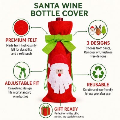 Decoraciones de Navidad transfronterizas cubierta de botellas de vino arco creativo correa de vinos set de mesa decoración de restaurantes accesorios de vino