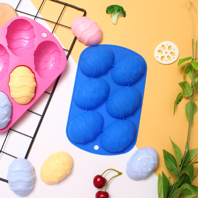 6連復活節硅膠彩蛋雞蛋形蛋糕模  家用節假日DIY巧克力烘焙模具