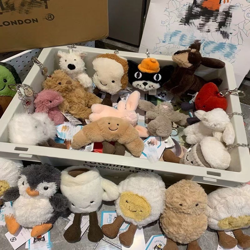 jellycat挂件三标齐全带钢印巴塞罗熊茄子牛角包 款式齐批发礼物|undefined