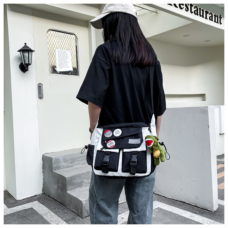 Korean ins fashion single-shoulder crossbody bag, trendy brand color sports bag, middle and high school schoolbag, college student class backpack undefined