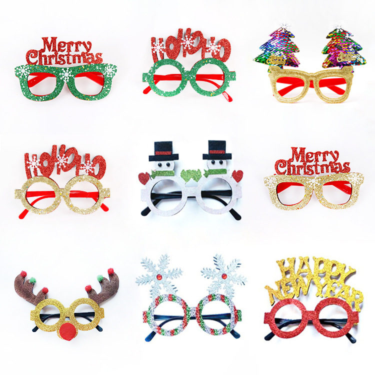 New Christmas Decorative Glasses for Adults and Children, Gift Items with Santa Claus, Snowman, Reindeer Horns, Creative Eyeglasses