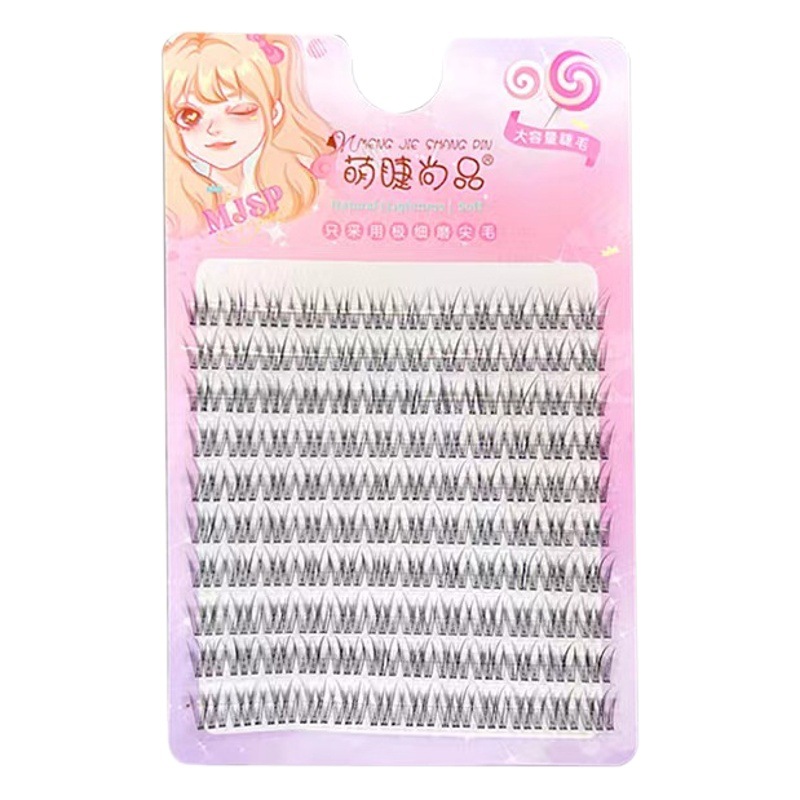 Linda pestaña Shangpin tallo transparente perezoso cola de pez pestañas falsas natural de dibujos animados Barbie solo racimo segmentado pestañas novato