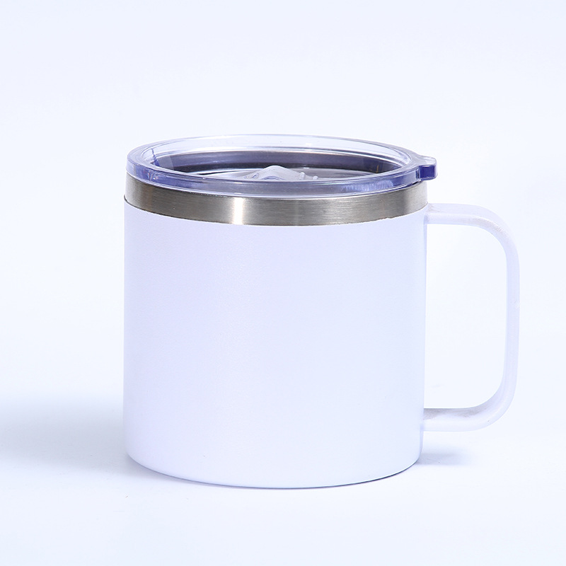 Nueva taza creativa de acero inoxidable de 12oz taza de café de doble capa con mango de oficina de negocios del hogar taza de vacío