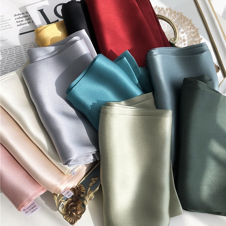 Two men! Hangzhou Silk Solid Color Silkworm Scarf Double-layer Double-sided Thin Narrow Long Ribbon Scarf Decorative Scarf