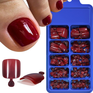 Cross-Border European and American 100 Pieces Simple Pure Color Toenail Patches Toe Wearable Manicure Patches Wearable Nail Patches Wholesale