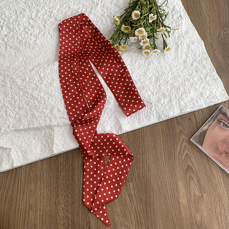 Pañuelo de seda personalizado, lunares femeninos, delgado y estrecho, corbata de seda de simulación de alta calidad, cinta flotante, pañuelo en la cabeza, fábrica de origen de procesamiento