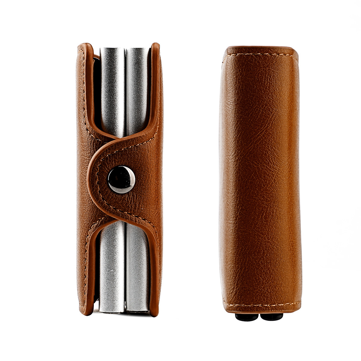 Men's RFID Aluminum Box Card Clamp Automatic Pop-up Double Aluminum Box