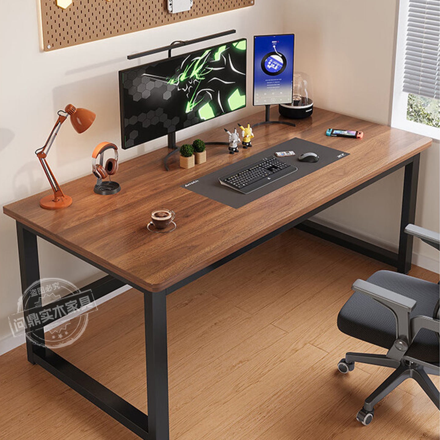 Solid Wood Computer Desk Desktop Home Double E-Sports Table Student Home Study Table Writing Desk Office Desk Workbench