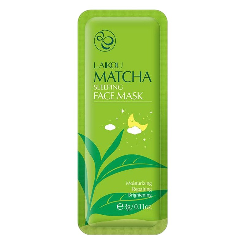 Laikou Matcha Sleeping Mask 1 Piece No-Wash Moisturizing and Hydrating Skin Care Full English Sleeping Mask