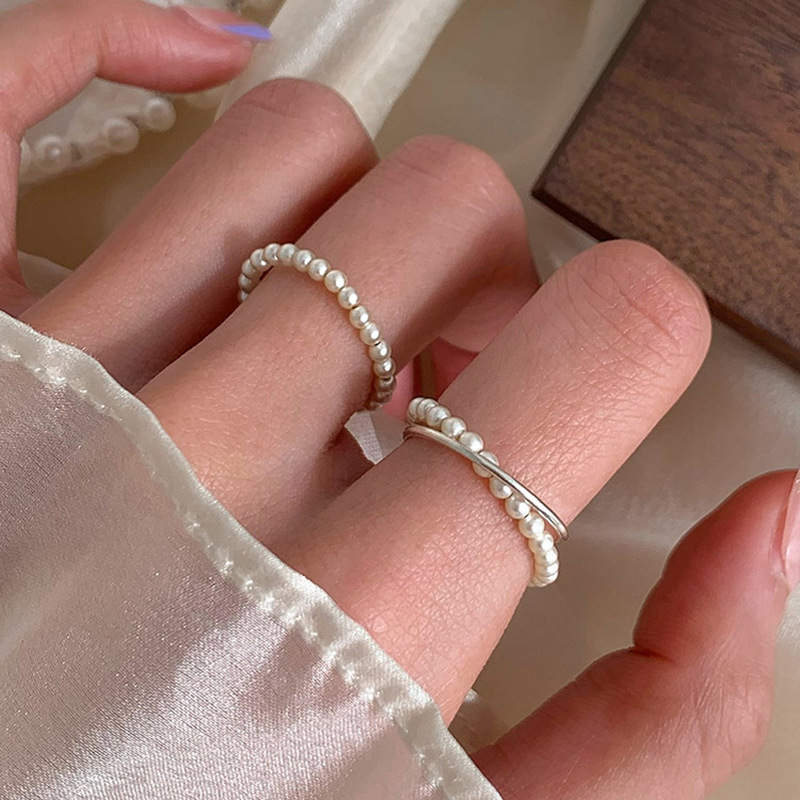 Korean Style Simple Distinctive Pearl Ring Niche Fashion Design Sense Finger Ring Elegant Light Luxury High-end Sense Bracelet for Women