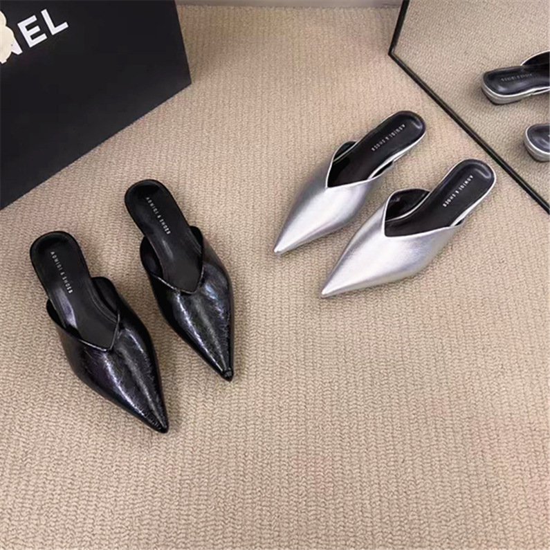2025 Summer New Foreign Trade Large Size Pointed Toe Fashionable and Comfortable Small Thick Heel Toe-Toe Slip-On Slippers for Women Wholesale 2025 Summer New Foreign Trade Large Size Pointed Toe Fashionable and Comfortable Small Thick Heel Toe-Toe Slip-On Slippers for Women Wholesale