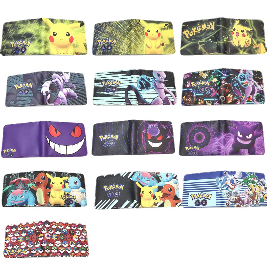 Pokémon Male and Female Student Wallet Pokémon PU Short 20% Off Wallet Pokémon Mewtwo Gengar