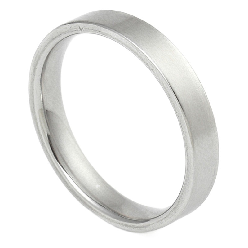 Anillo de acero de titanio transfronterizo diseño de nicho sin decoloración anillo liso mate de 4mm anillo de acero inoxidable anillo de pareja hombres y mujeres
