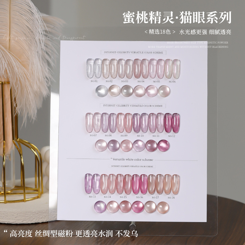 Cloud Diamond Cat Eye Nail Polish 2025 New Light Nude Transparent Glass Beads Suitable for Summer Nail Polish Set