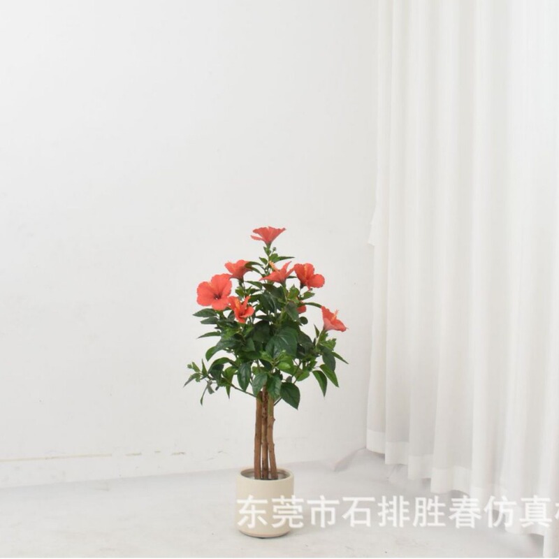 Cross-Border Simulated Hibiscus Flower Amazon Malaysian Flower Indoor Living Room Floor-Standing Hibiscus Flower Tree