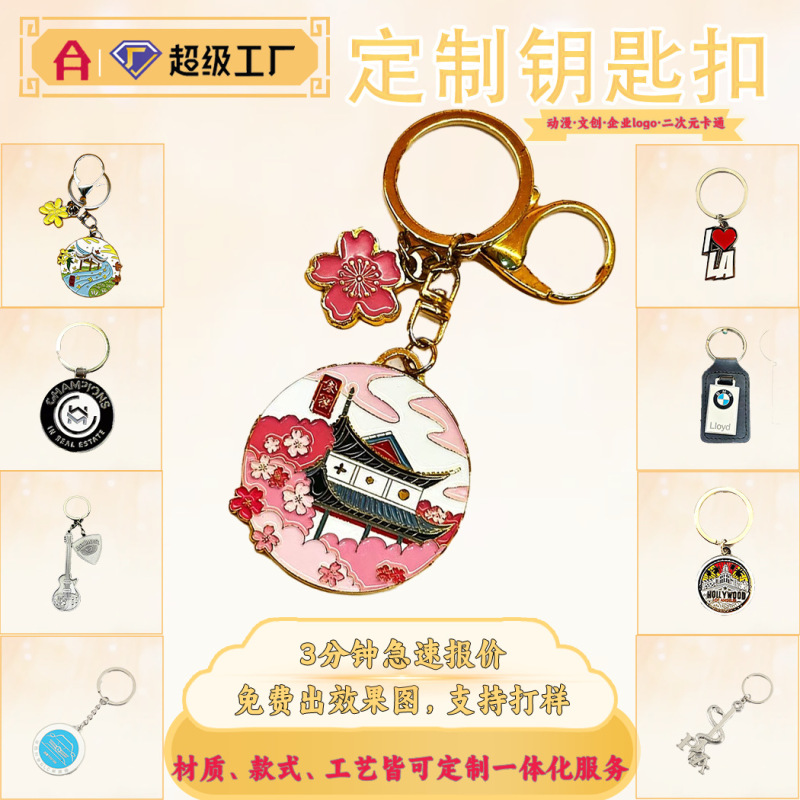 Customized Metal Keychains, Zinc Alloy Enamel Key Pendants, Forbidden City Cultural and Creative Peripheral Accessories, Gift Customization