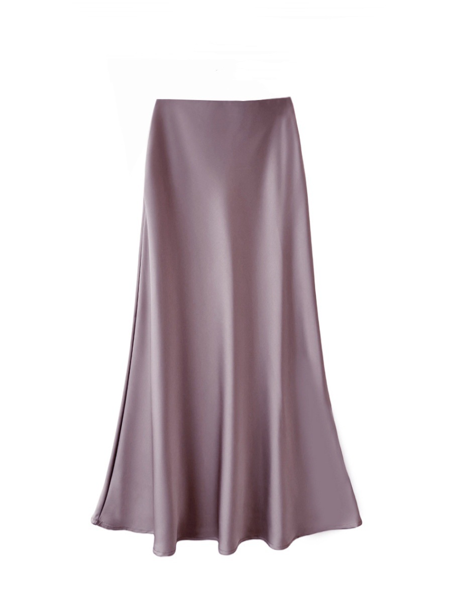 High Waisted Silk Satin Midi Skirt 1