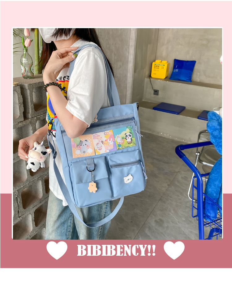 Large-capacity Japanese-style single-shoulder canvas bag for girls, versatile crossbody, ins, a tote bag for junior high school students' classes, and a schoolbag for after-school tutoring full figure
