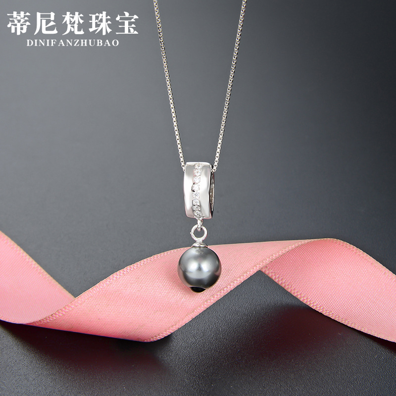 Estilo japonés y coreano de moda elegante temperamento con incrustaciones de circón collar de cadena de clavícula s925 gota de plata esterlina collar de cuentas de aceite colgante para las mujeres
