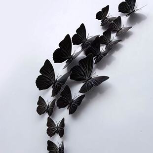 Solid color simulation butterfly factory direct 3D three-dimensional pvc simulation butterfly home decoration wall stickers refrigerator stickers