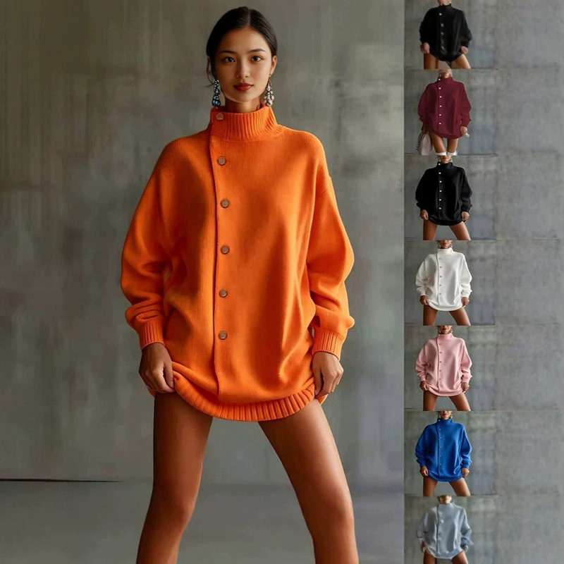 2026 New Model: Directly from the manufacturer, high-neck sweater cardigan for women, new autumn and winter fashion, youthful and loose-fitting, trendy outerwear 2026 New Model: Directly from the manufacturer, high-neck sweater cardigan for women, new autumn and winter fashion, youthful and loose-fitting, trendy outerwear