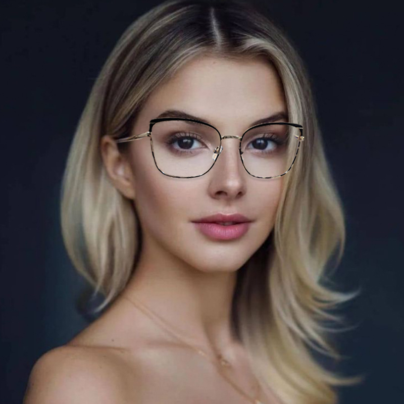 82051 artístico retro gafas de miopía marco hombres y mujeres gafas lisas caja de metal anti-azul gafas de luz con gafas de miopía