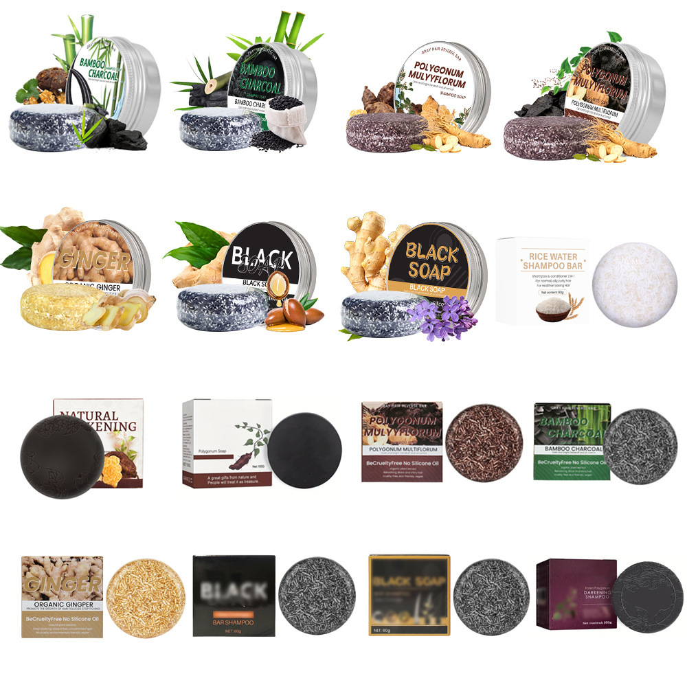 Comercio exterior transfronterizo soap Polygonum multiflorum champú jabón esencia cabello negro jabón hecho a mano hidratante y suave jabón para el cuidado del cabello jabón para el champú