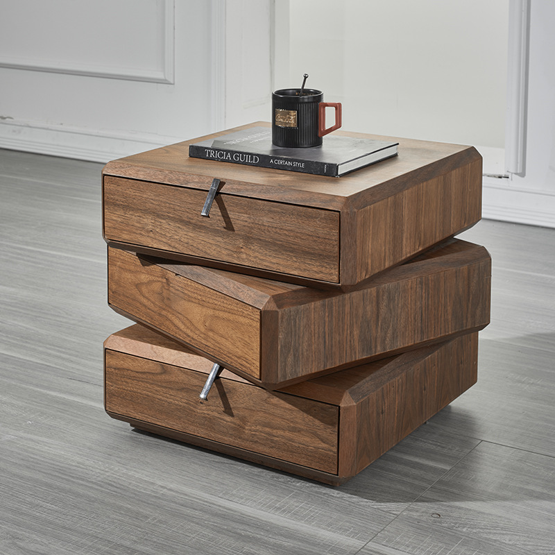 LDAD意式極簡臥室床頭櫃家用旋轉三層斗櫃北歐風設計師網紅床邊櫃