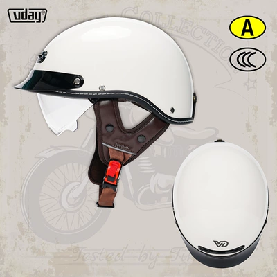Motosiklet kaskı (dəbilqə) – half helmet, all-season safety helmet - vq-3-bright-white-m-52-54cm-transparent-black-tea-lens
