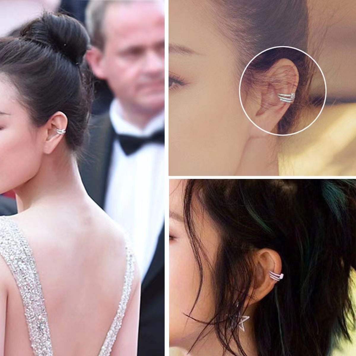 新款倪妮同款耳骨夹高级感无耳洞耳夹超仙微镶锆石耳饰耳骨环批发