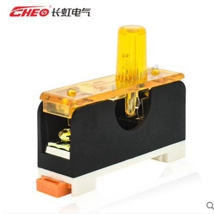 长虹带灯保险丝座FS-101直流10A导轨式玻璃管低压熔断器底座24v22
