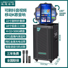 Langting 屋外スクエアダンスオーディオホームカラオケディスプレイ付きカラオケマシン重低音ブラシ Douyin ビデオスピーカー