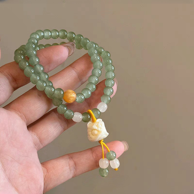 New Chinese Style Double Layer Stacked Beaded Bracelet Women's Simple Cold Feeling Bracelet High Beauty Value Antique Bracelet