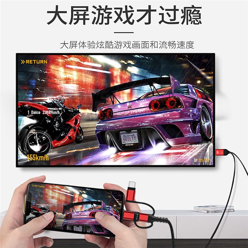 アップルのアンドロイドtype-c回転HDTVとスクリーン線三合一iPhone hd線のスクリーン線に適しています|undefined