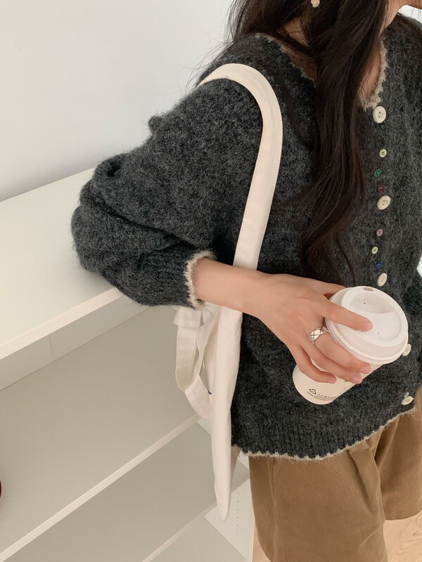 奶fufu设计感彩色纽扣针织开衫女秋季新款宽松慵懒风软糯毛衣外套|undefined