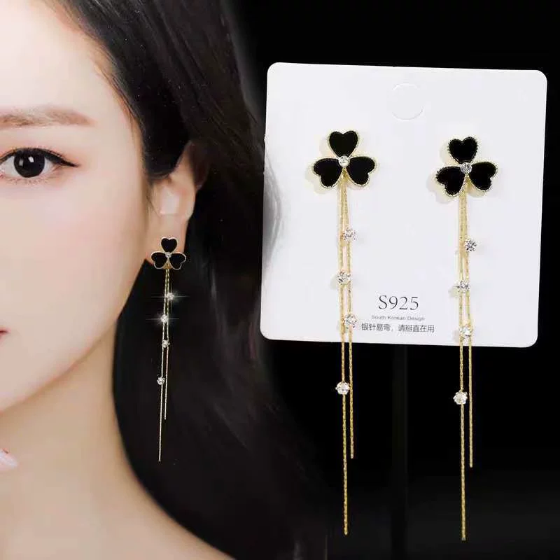 Goods, earrings, Korean style, silver 925 sample, flowered