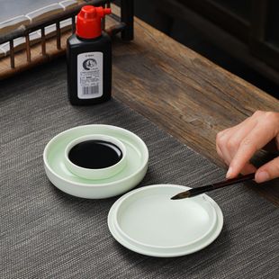 墨盒陶瓷墨碟火锅砚台带盖防干墨盘保湿防蒸发书法用品文房四宝-阿里巴巴