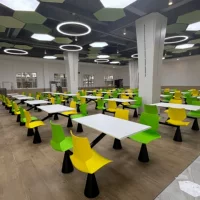 Обеденный стол и стул для школьной столовой, обеденный стол для сотрудников компании, ресторан быстрого питания, цельный стол и стул на четверых, обеденный стол для персонала столовой