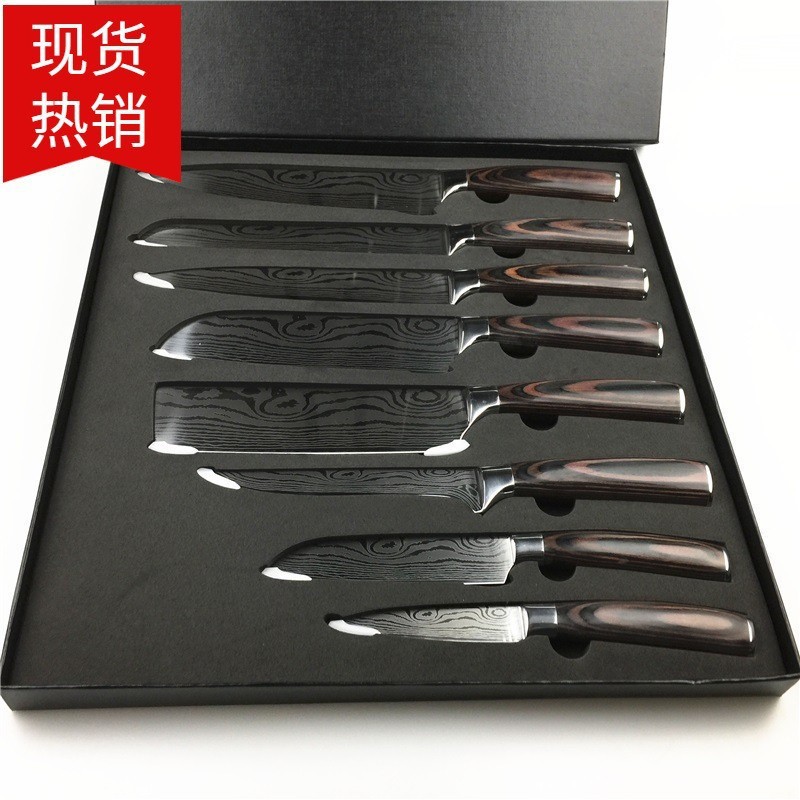 Damasco transfronterizo conjunto de cuchillos de acero inoxidable cuchillo de cocina cuchillo de corte de cuchillo de cocina Sande.