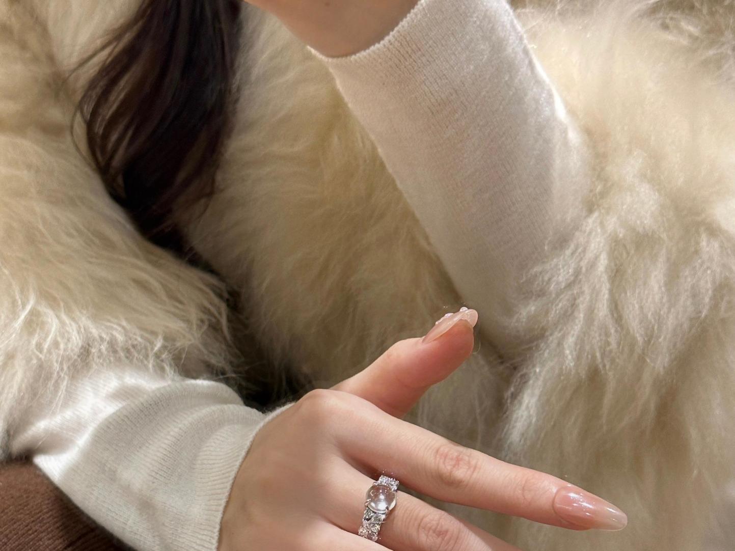 Collier en argent pur pour tout le corps avec chaîne de clavicule en jade et mousse d'eau, bijoux Xiancan, nouveauté, luxe léger, vent frais_voghion.com