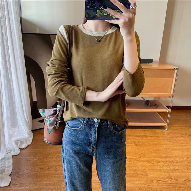 2023秋冬新作東門百合色系高弾ステッチで、快適で暖かい女性の5色のボトムシャツを作ります。