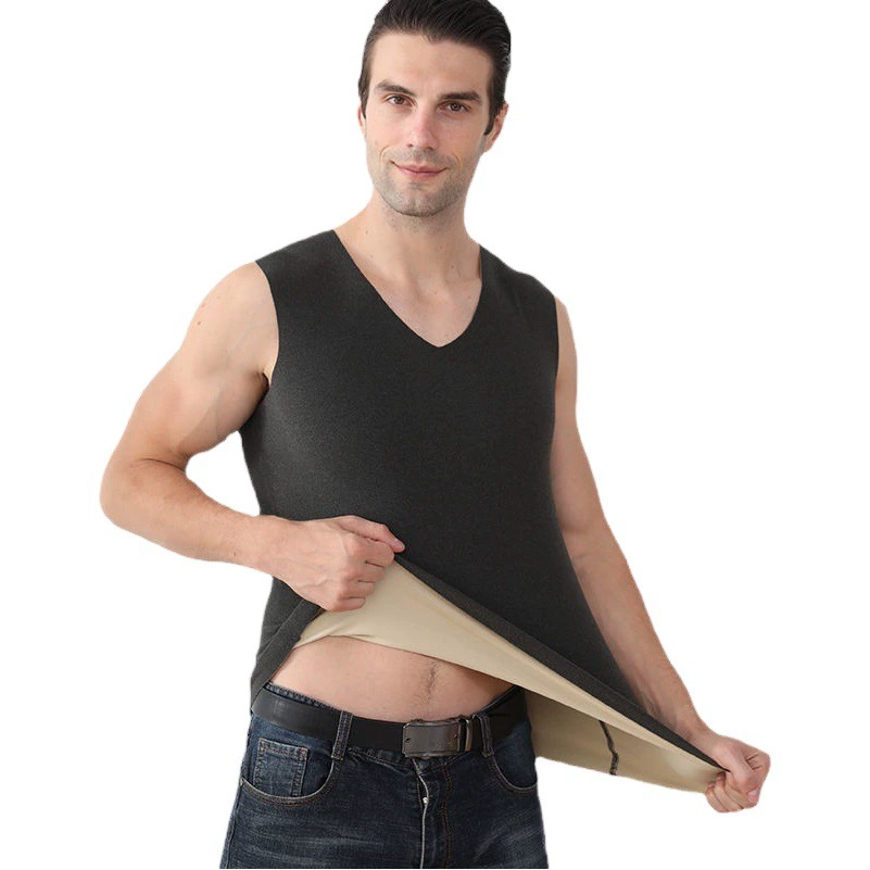 Мужской бесшовный термовест для осени и зимы, немецкий флис AB с двусторонней начесом, мужской базовый слой, утолщенная версия оптом.