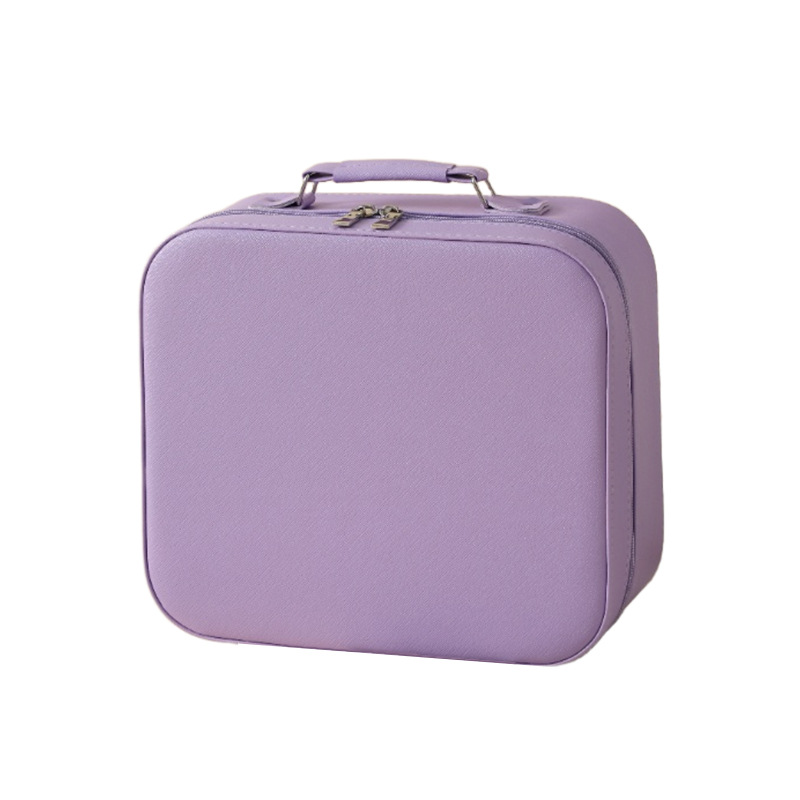 Nueva caja de maquillaje LED simple atmósfera portátil caja de almacenamiento de cosméticos de gran capacidad de cuero PU