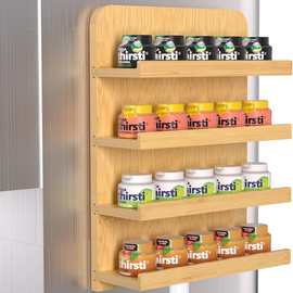 新款木制咖啡胶囊收纳架储物咖啡机侧面整理K杯多层磁吸置物架