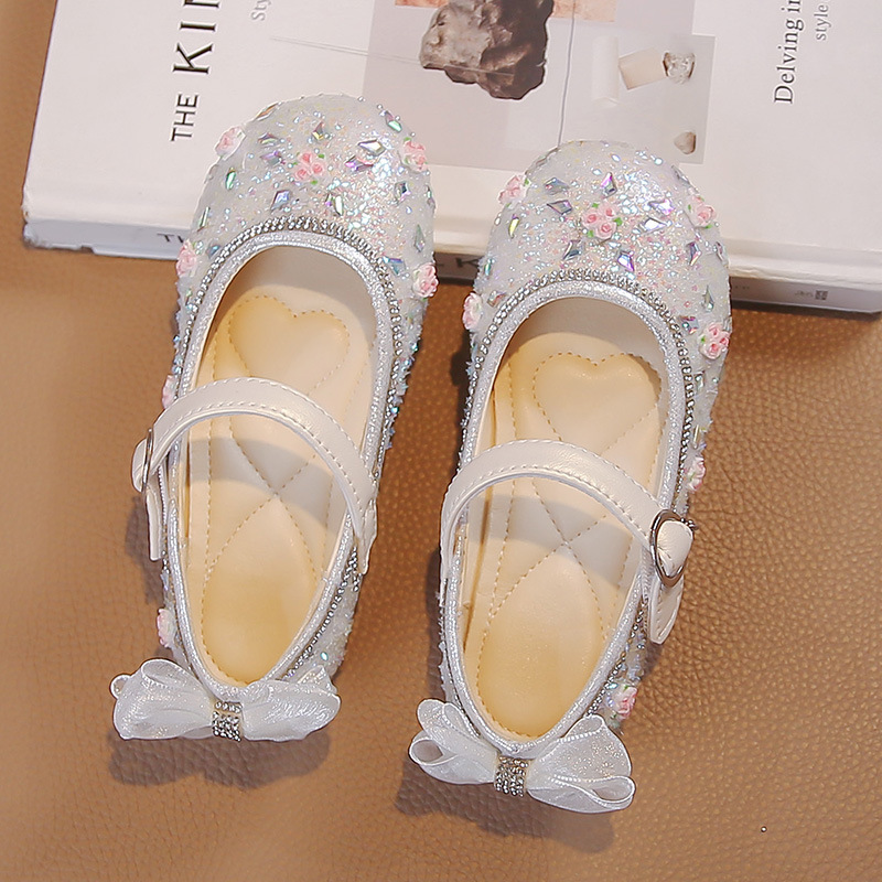 Zapatos de princesa de niñas 2026 primavera y verano nuevos zapatos de cristal para niños zapatos de cuero suaves zapatos de niños mayores zapatos Mary Jane Leaf image 7