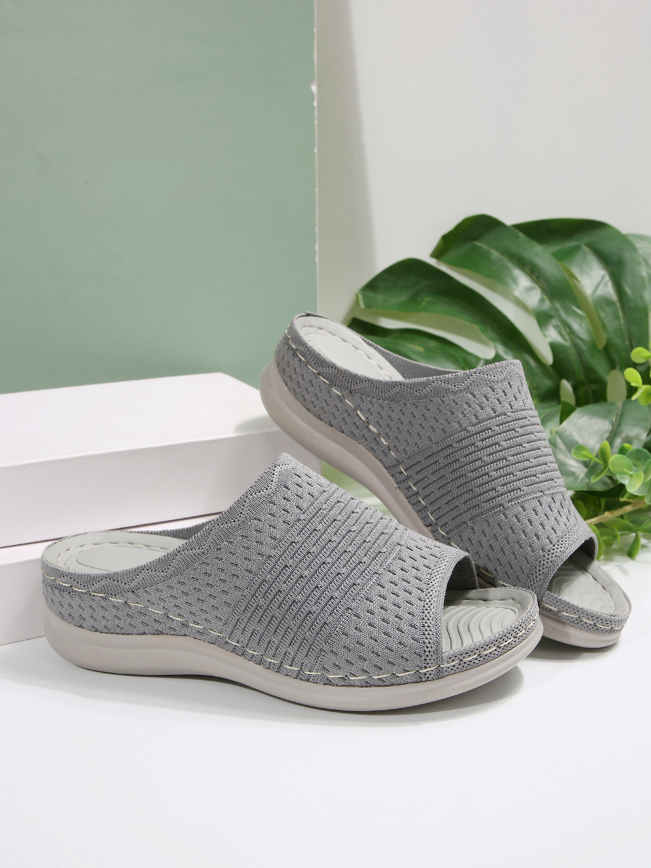 Sandalias de Mujer con Plataforma y Punta Redonda, Estilo Casual Europeo y Americano 2025, Tejido Compuesto, Sandalias Deslizantes para Primavera, Cómodas