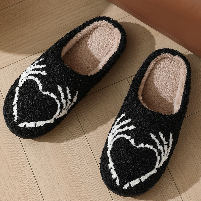 Halloween Cross-Border Popular Winter Love Cotton Slippers for Women Wholesale Indoor Home Ghost Face Plush Warm Slippers Halloween Cross-Border Popular Winter Love Cotton Slippers for Women Wholesale Indoor Home Ghost Face Plush Warm Slippers