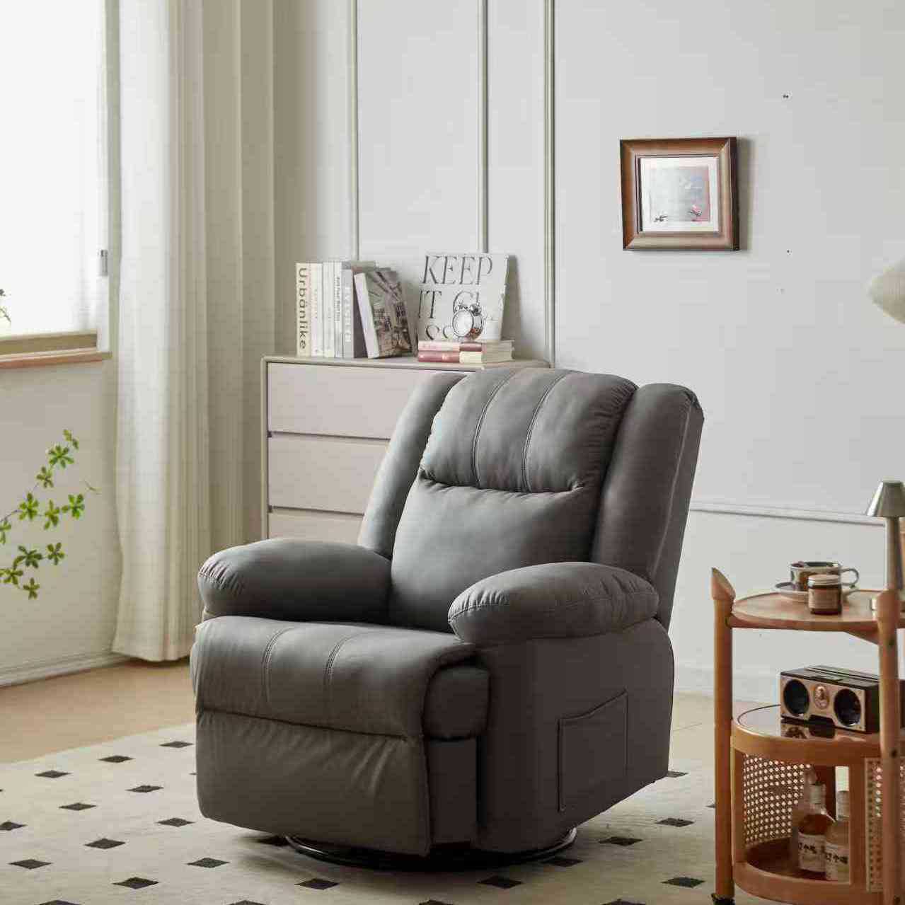 Sofá eléctrico espacial, mecedora simple perezosa, sofá de sala de estar, silla reclinable de masaje giratorio multifuncional