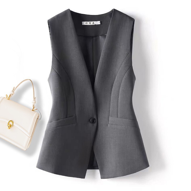Gray Designer Blazer Vest Women's Jacket 2025 Autumn New Waist-Cinching Versatile Slimming Waistcoat